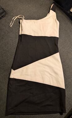 Black and White One-Shoulder Bodycon Colorblock Dress Size Small